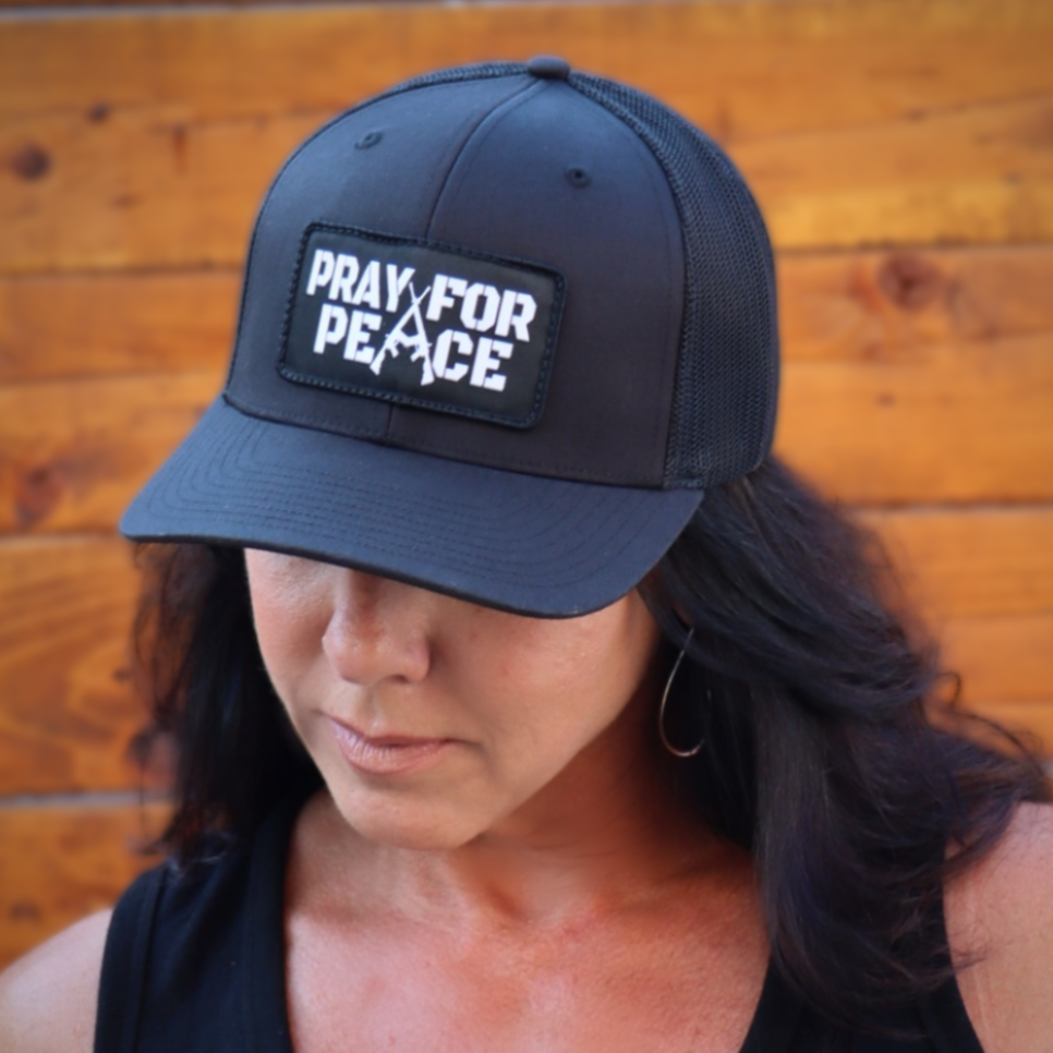 Pray For Peace Hat (Trucker Snapback) - Black