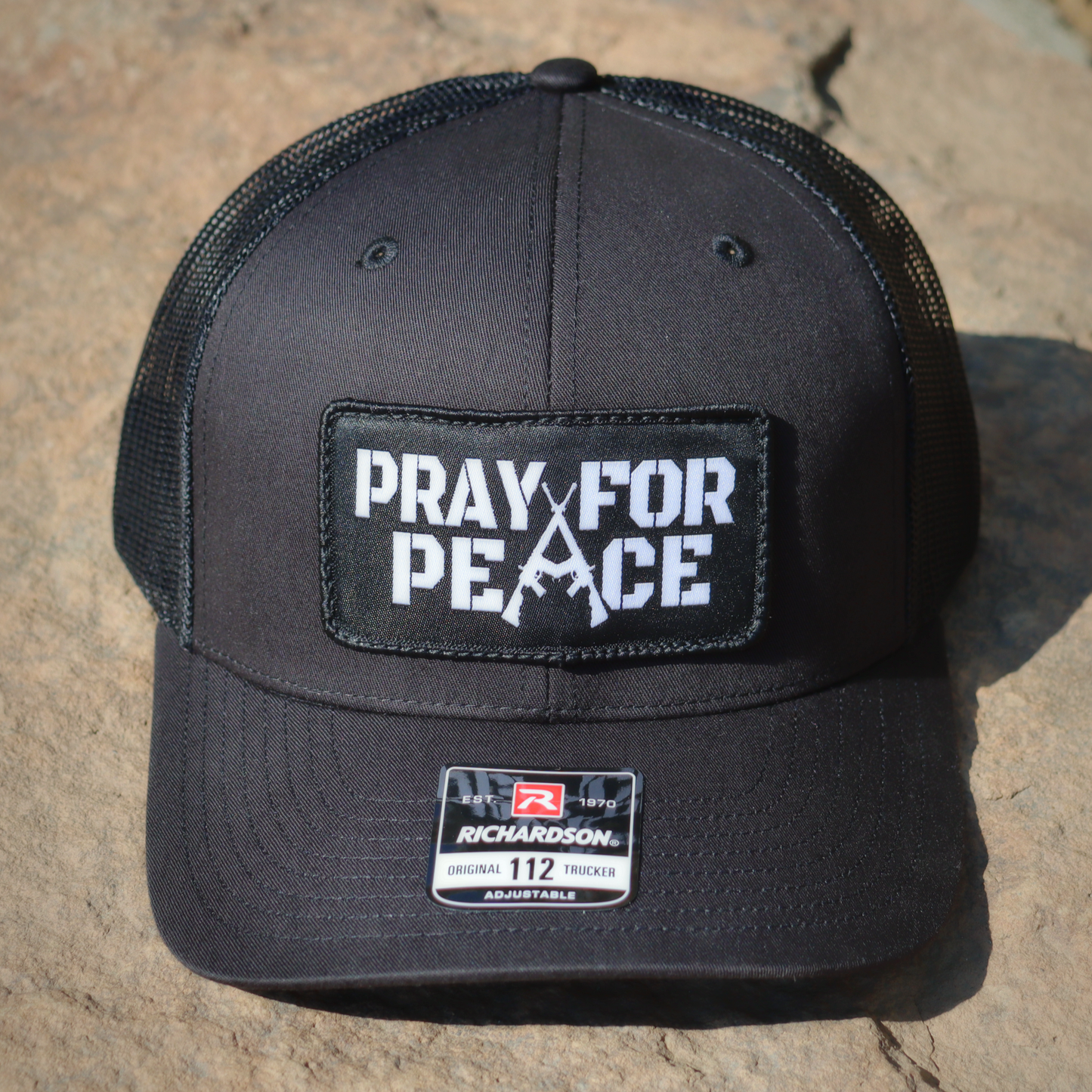 Pray For Peace Hat (Trucker Snapback) - Black