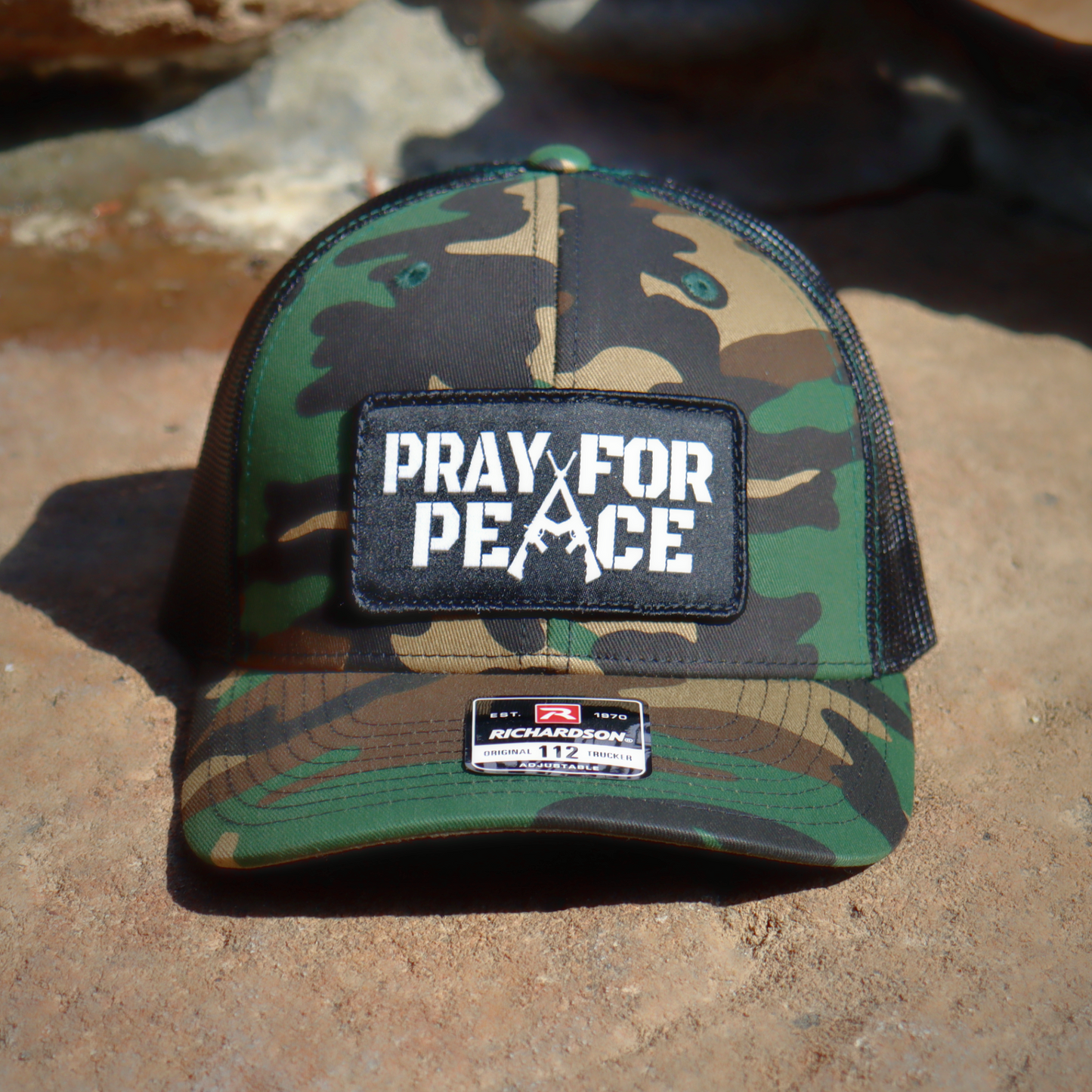 Pray For Peace Hat (Trucker Snapback) - Camo