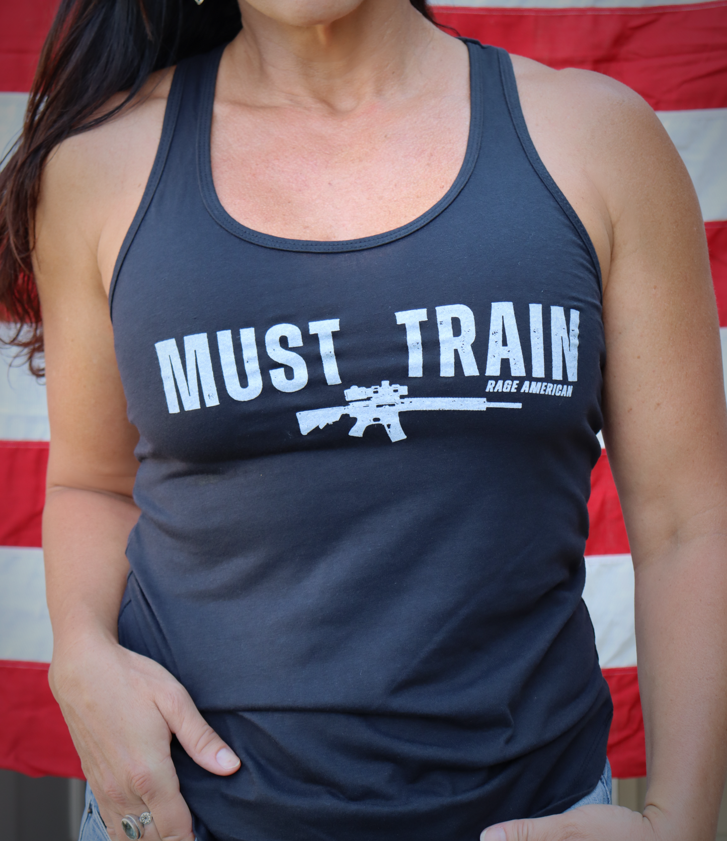 Must Train Tank - Black w/Grey Print